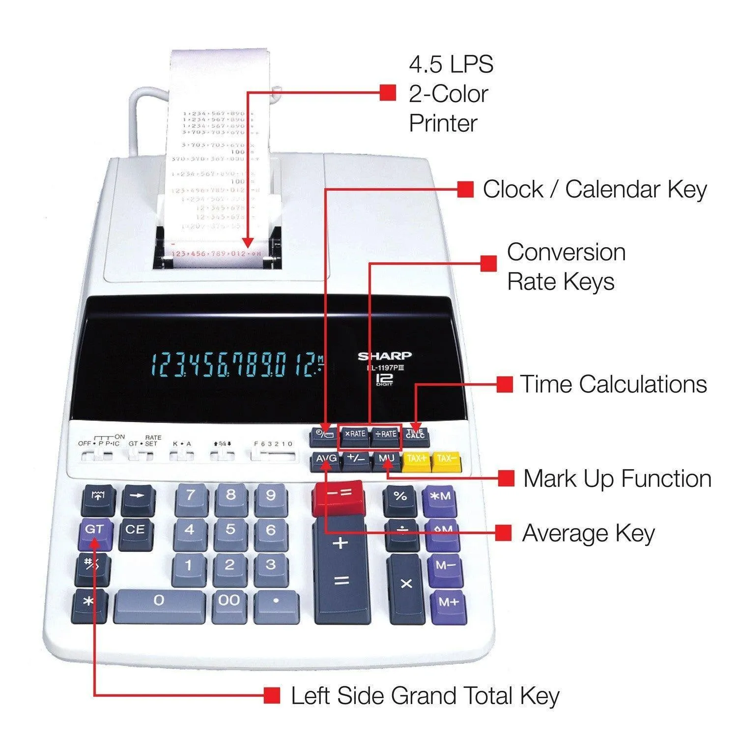 Sharp EL-1197PIII - 12 Digit Commerical Printing Calculator - Image 3
