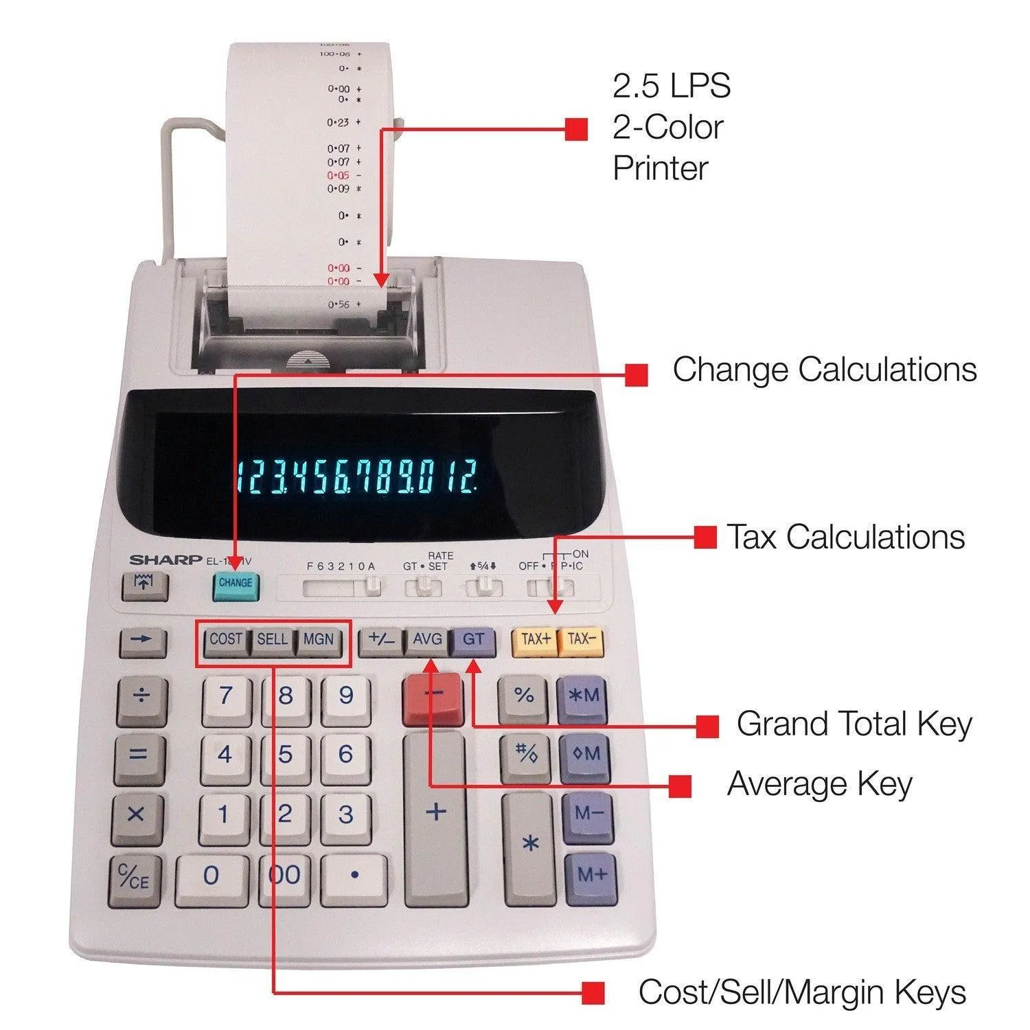 Sharp EL-1801V - 12 Digit Compact Printing Calculator - Image 5