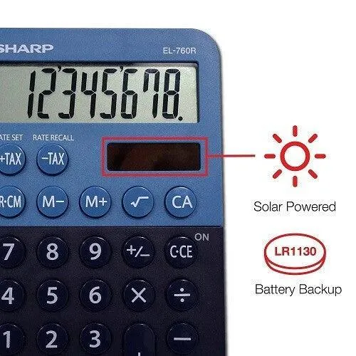 Sharp EL-760RBBL - 8 Digit Desktop Calculator - Blue - Image 4