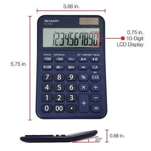 Sharp EL-M335BBL - 10 Digit Extra Large Desktop Calculator - Blue - Image 3