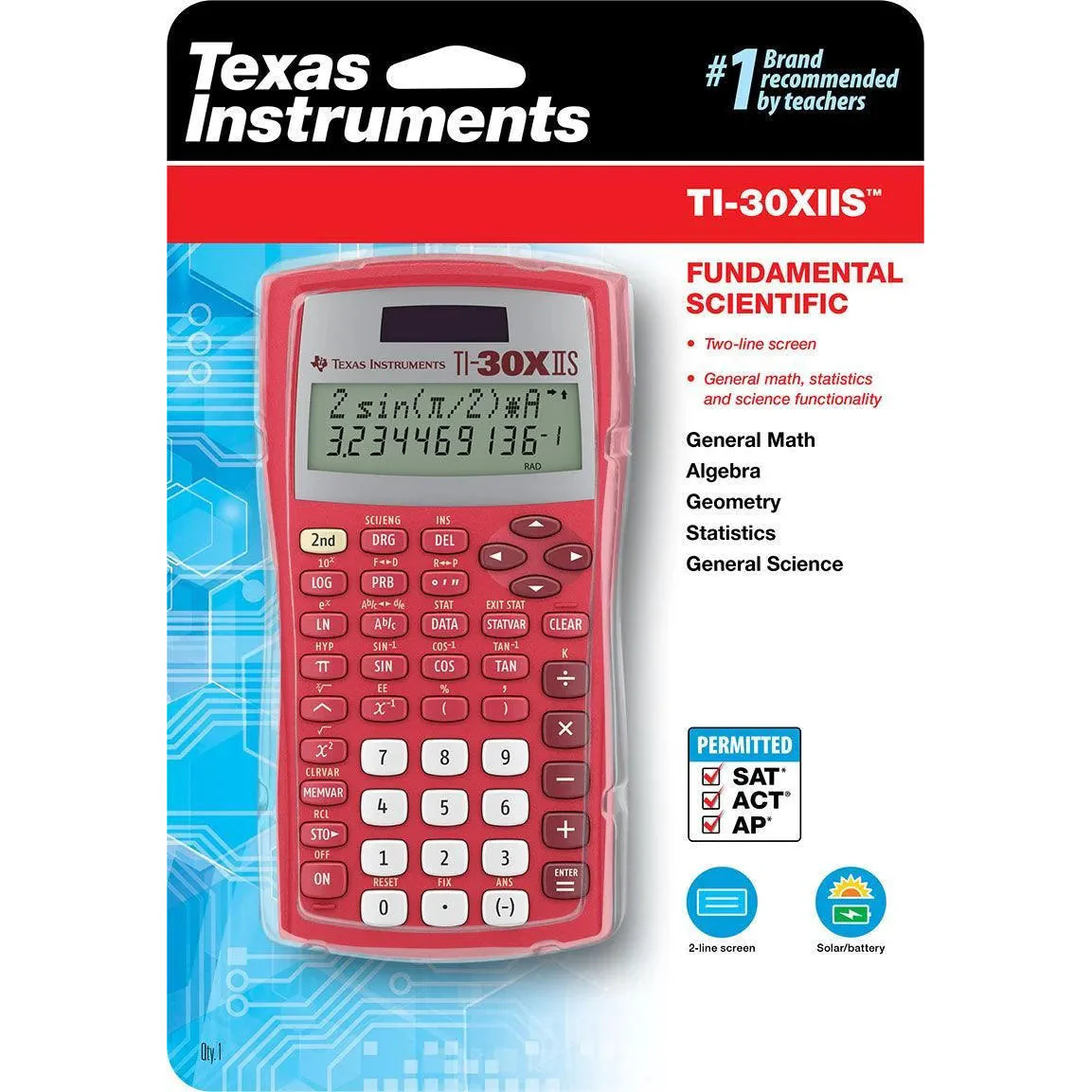 TI-30XIIS Scientific Calculator - Red