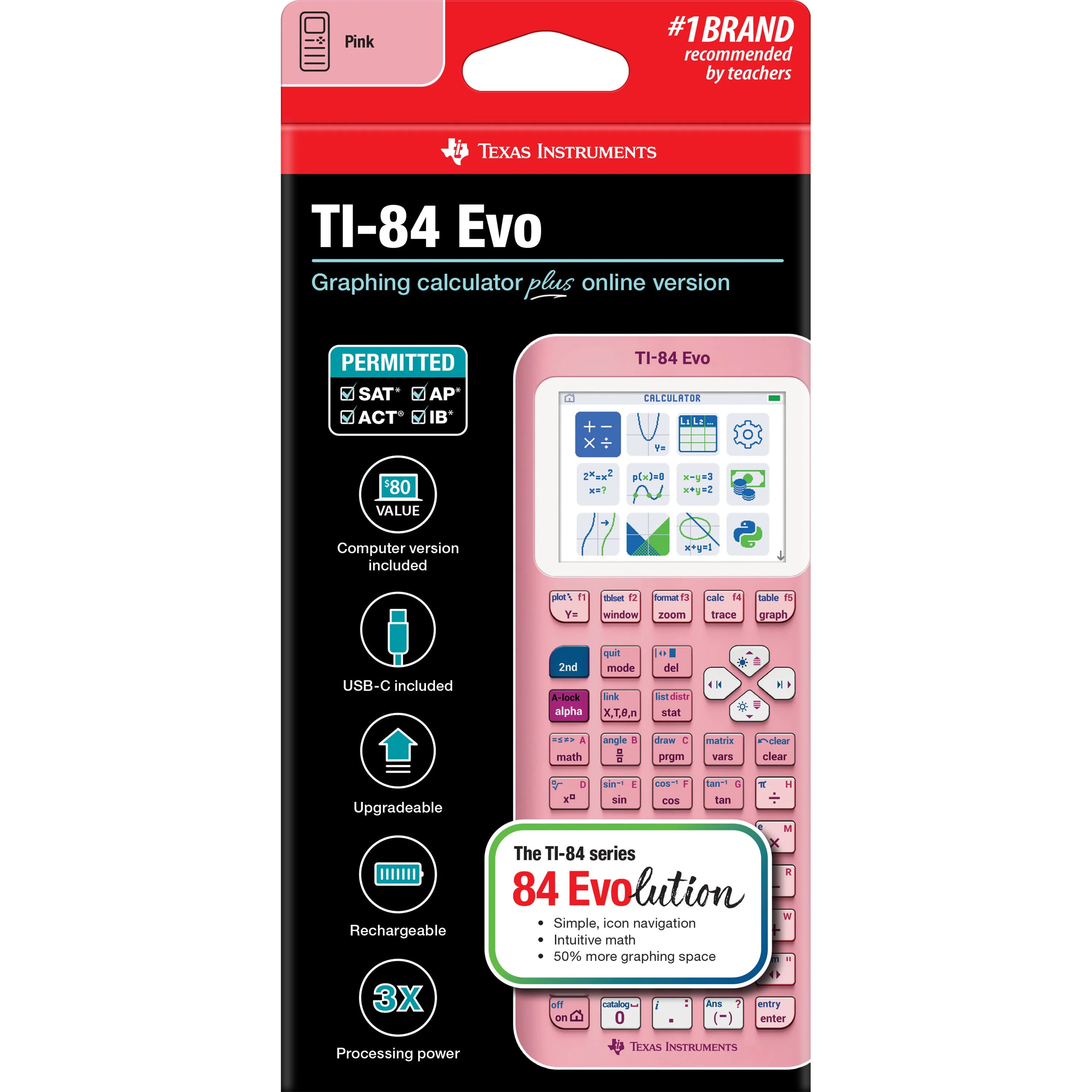 TI-84 Evo Graphing Calculator - Pink