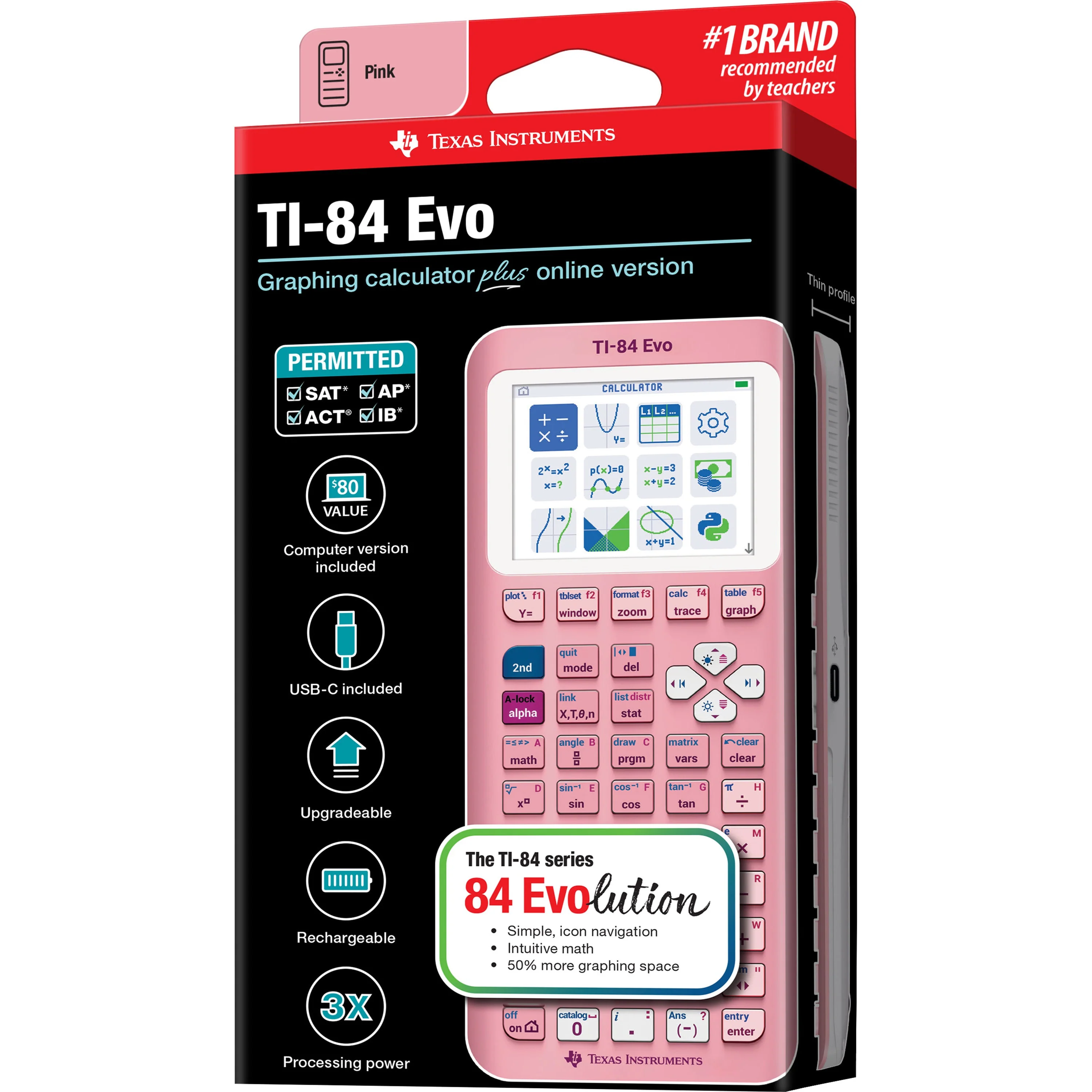 TI-84 Evo Graphing Calculator - Pink - Image 6