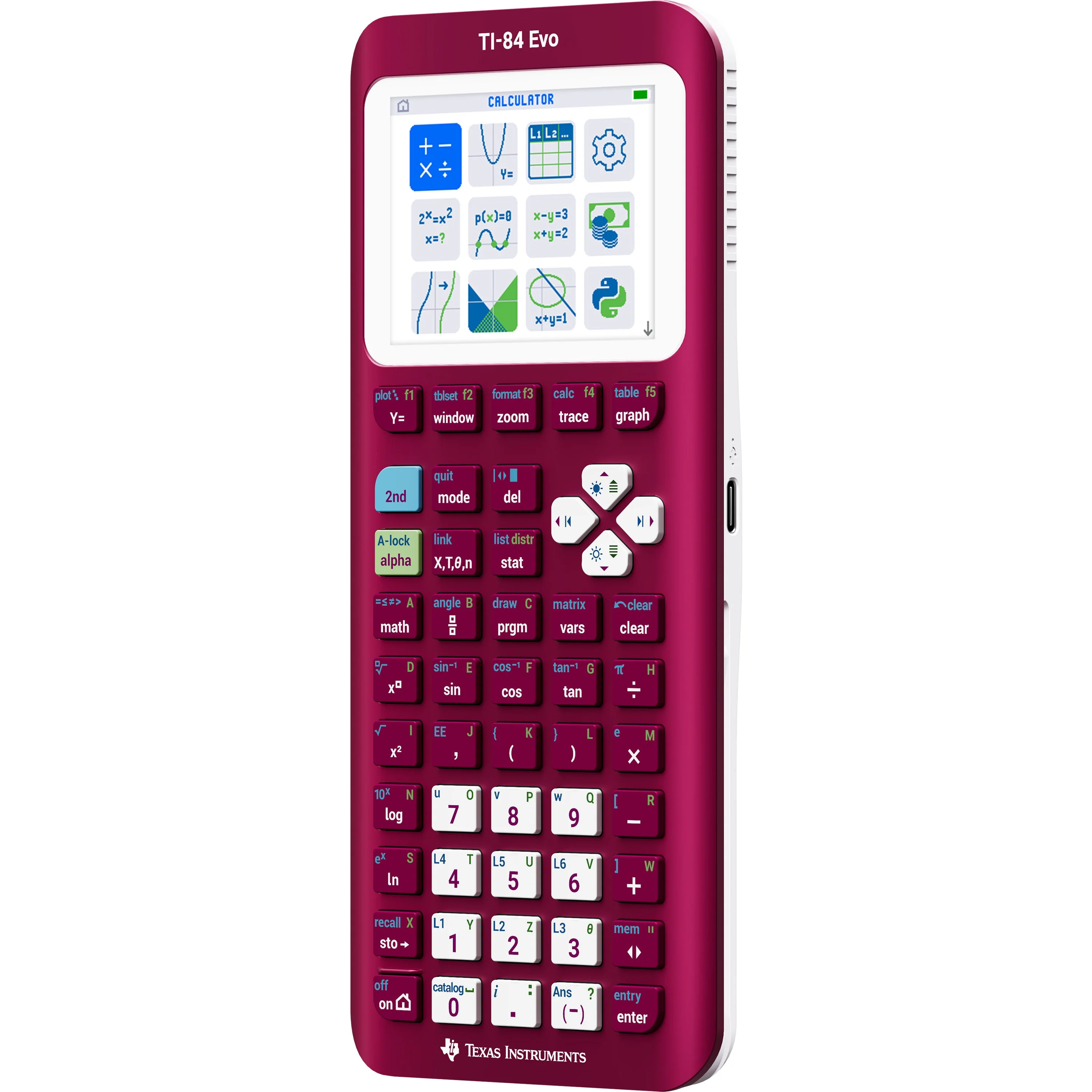 TI-84 Evo Graphing Calculator - Raspberry (Metallic) - Image 10