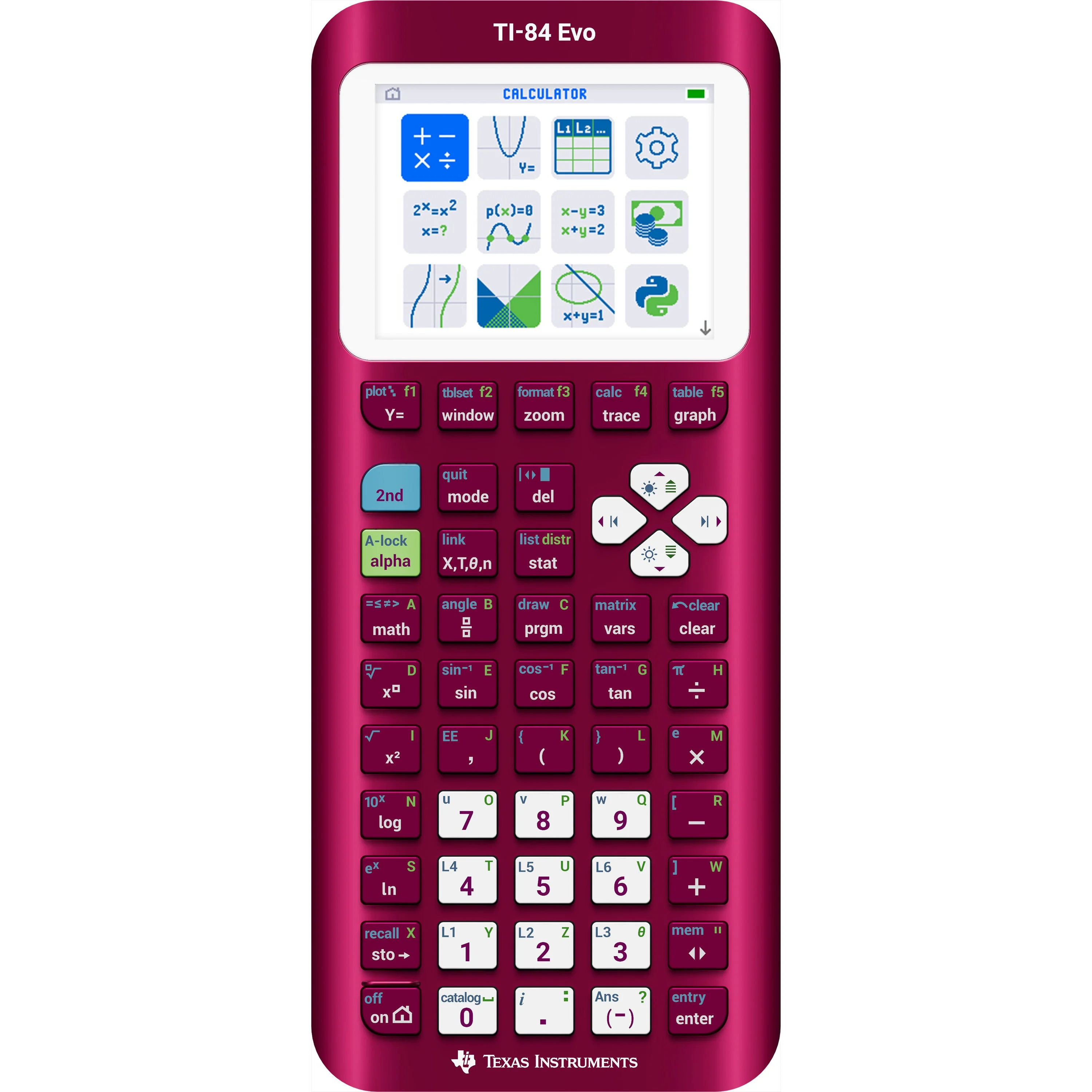 TI-84 Evo Graphing Calculator - Raspberry (Metallic) - Image 11