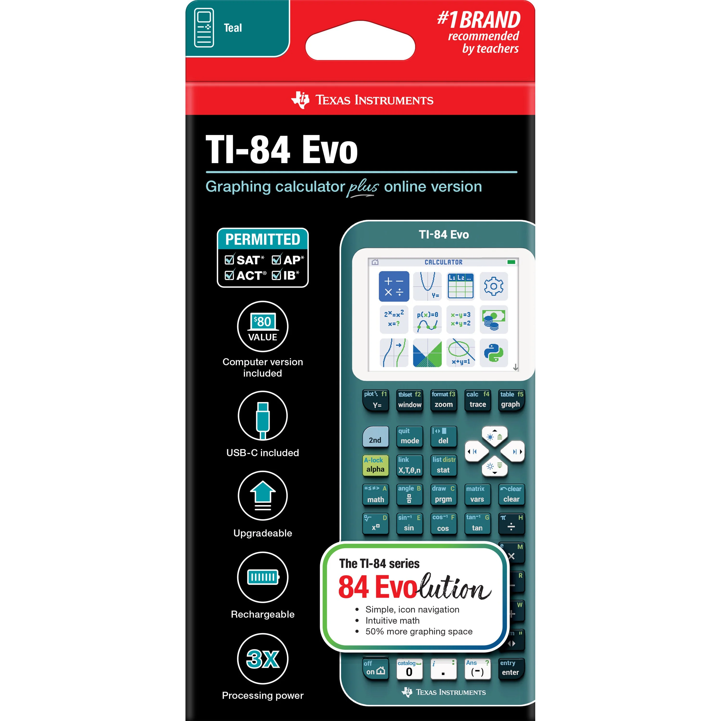 TI-84 Evo Graphing Calculator - Teal