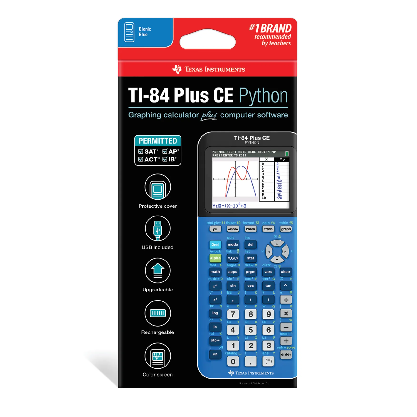 Ti-84 Plus CE Python Graphing Calculator - Bionic Blue