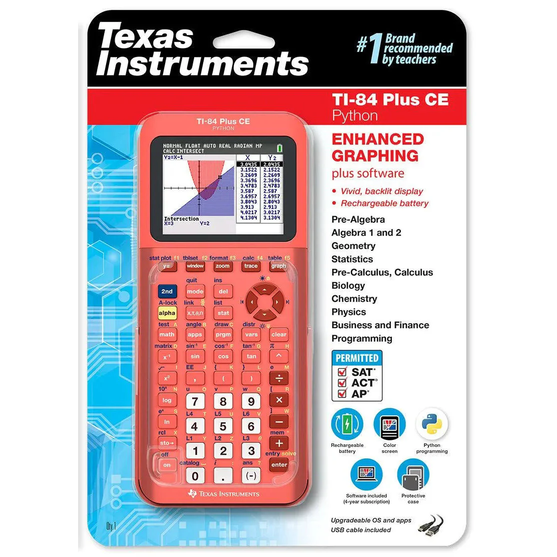 Ti-84 Plus CE Python Graphing Calculator - Count on Coral