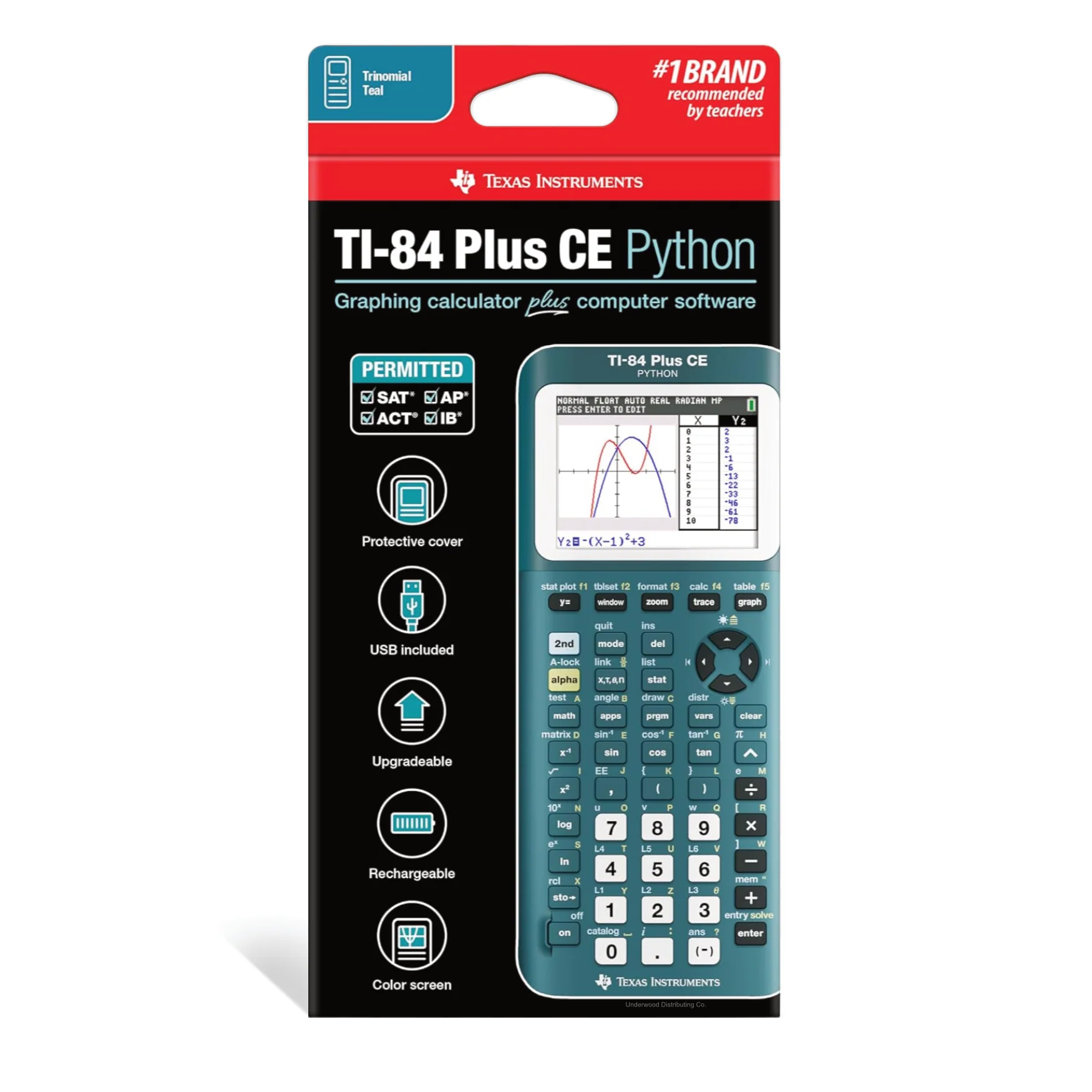 Ti-84 Plus CE Python Graphing Calculator - Trinomial Teal