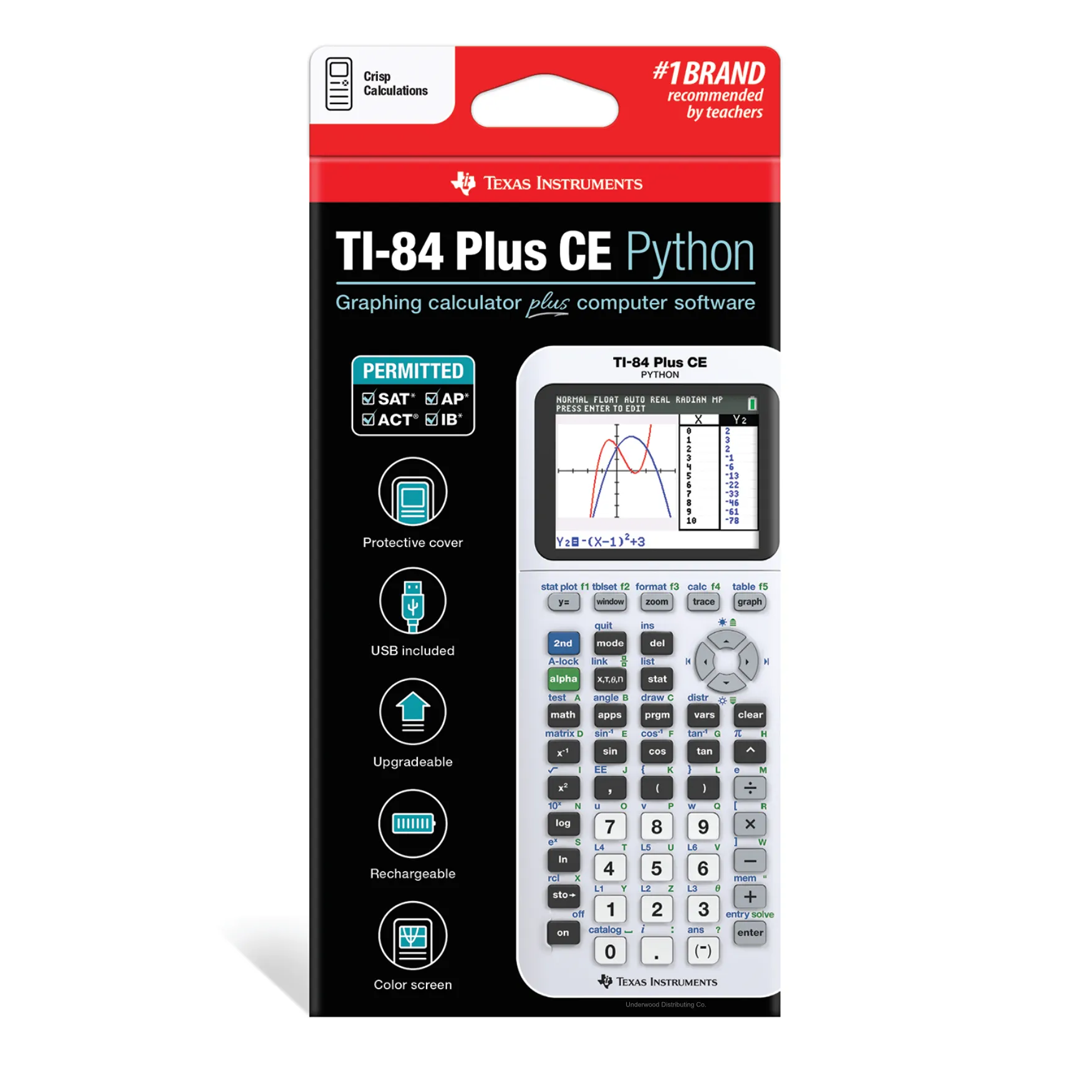 Ti-84 Plus CE Python Graphing Calculator - White (Crisp Calculations)