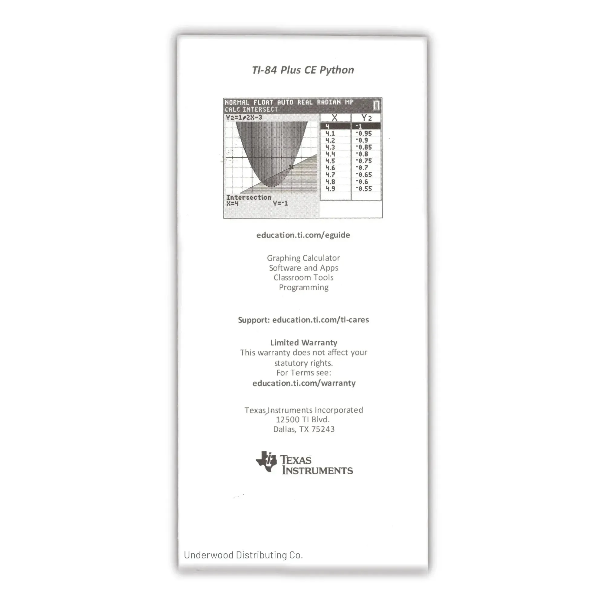 Texas Instruments Graphing Calculator Replacement Quick Reference Guide