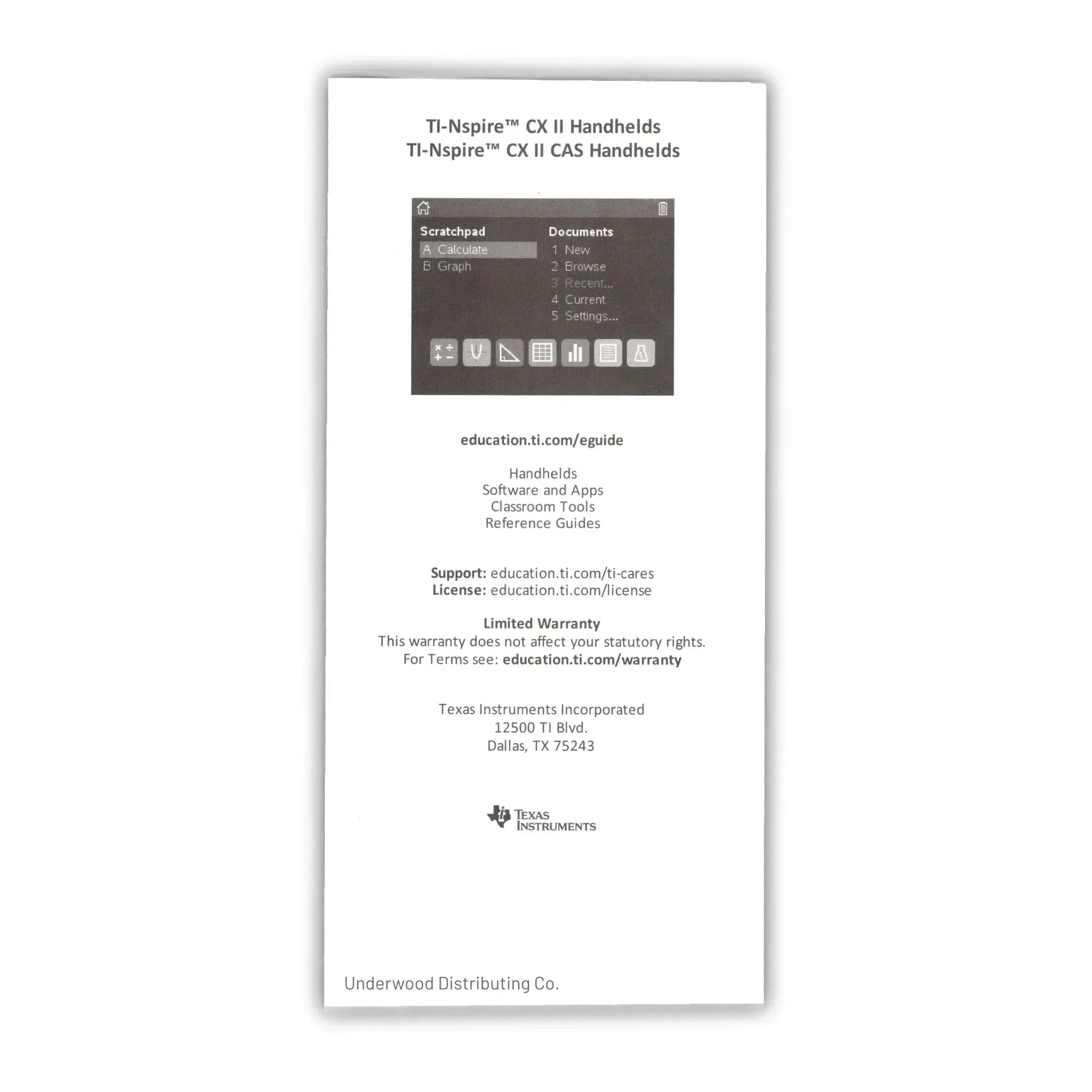 Texas Instruments Graphing Calculator Replacement Quick Reference Guide - Image 2
